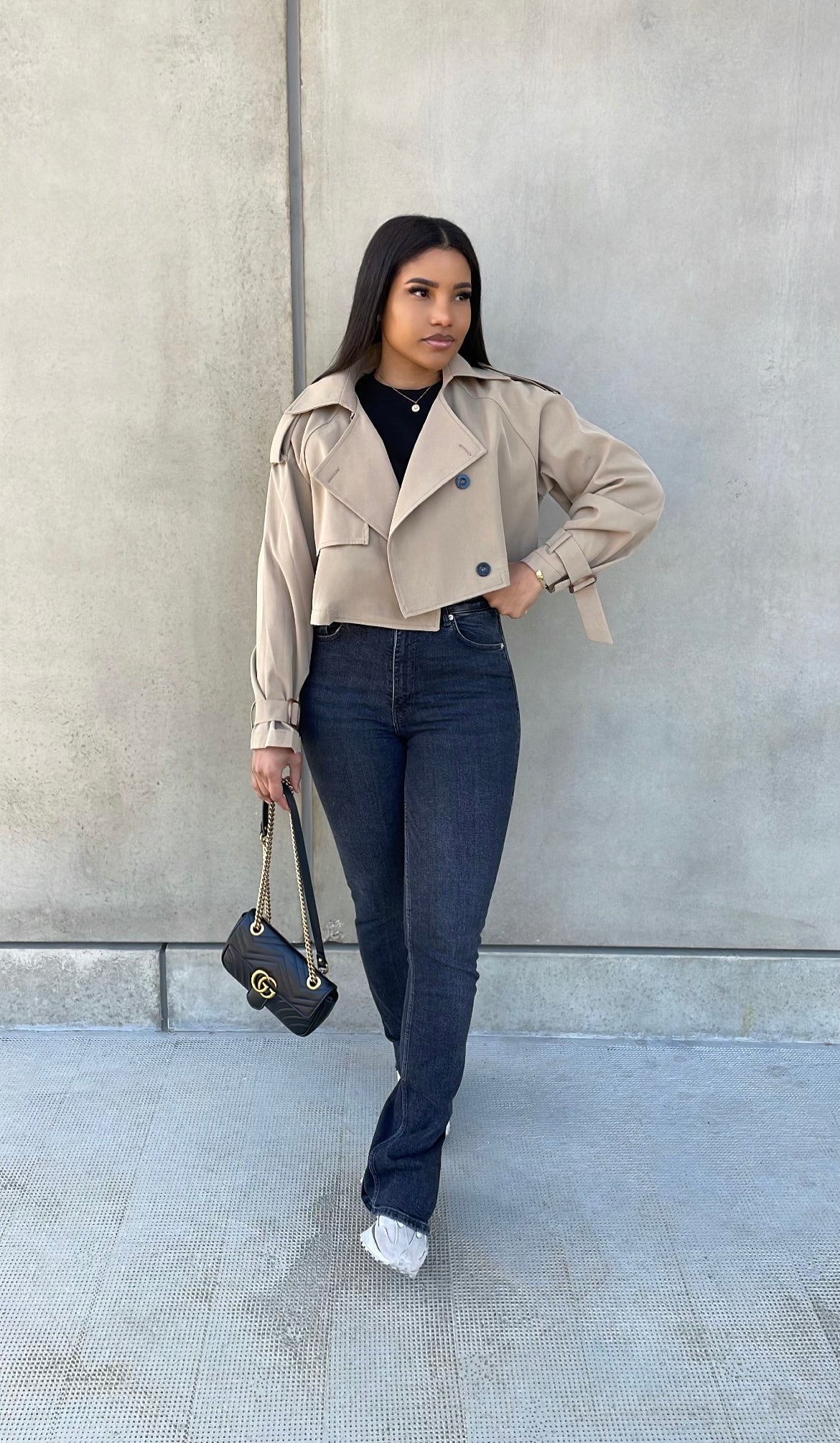 Crop Trench Oli Beige