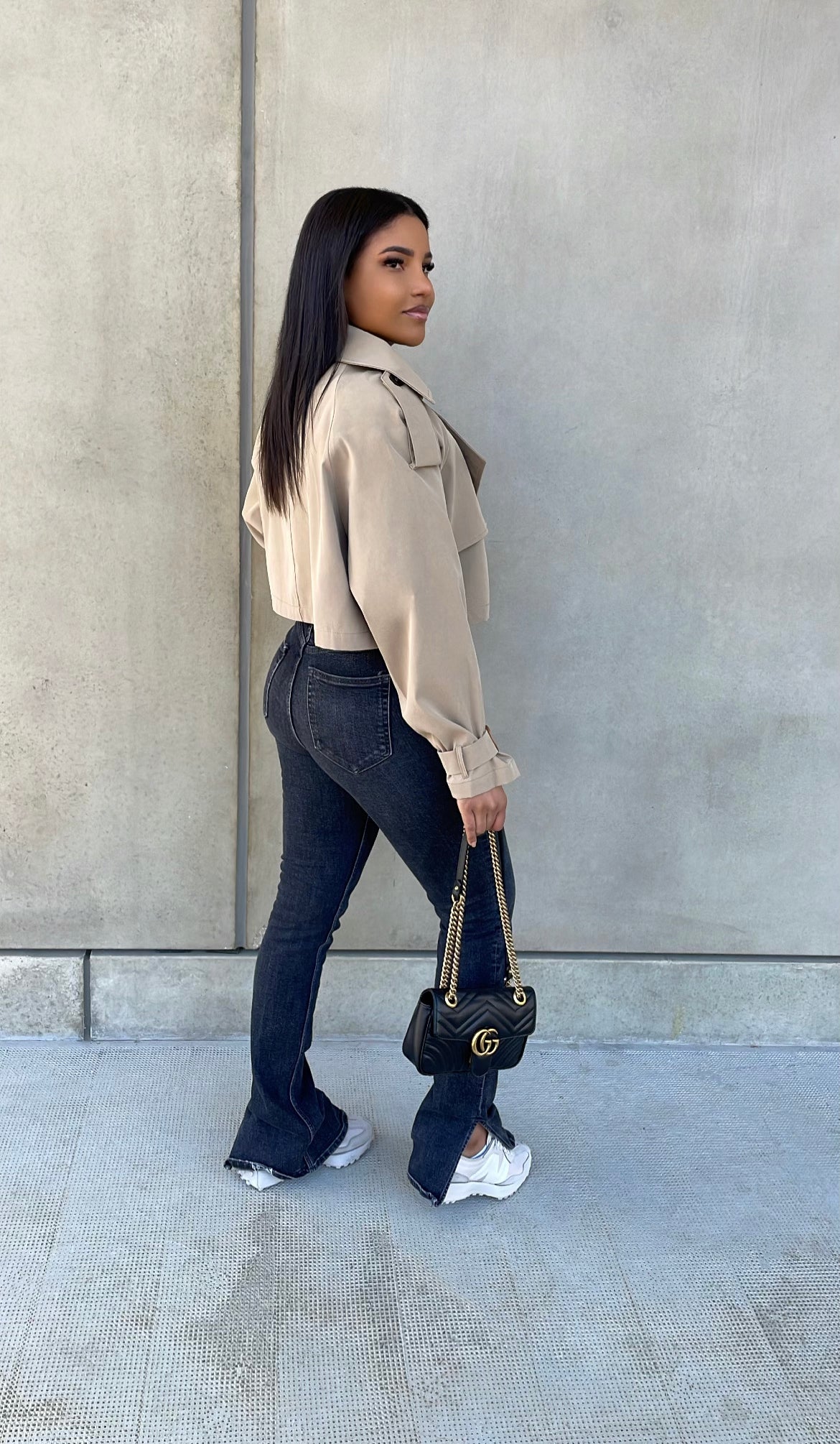 Crop Trench Oli Beige