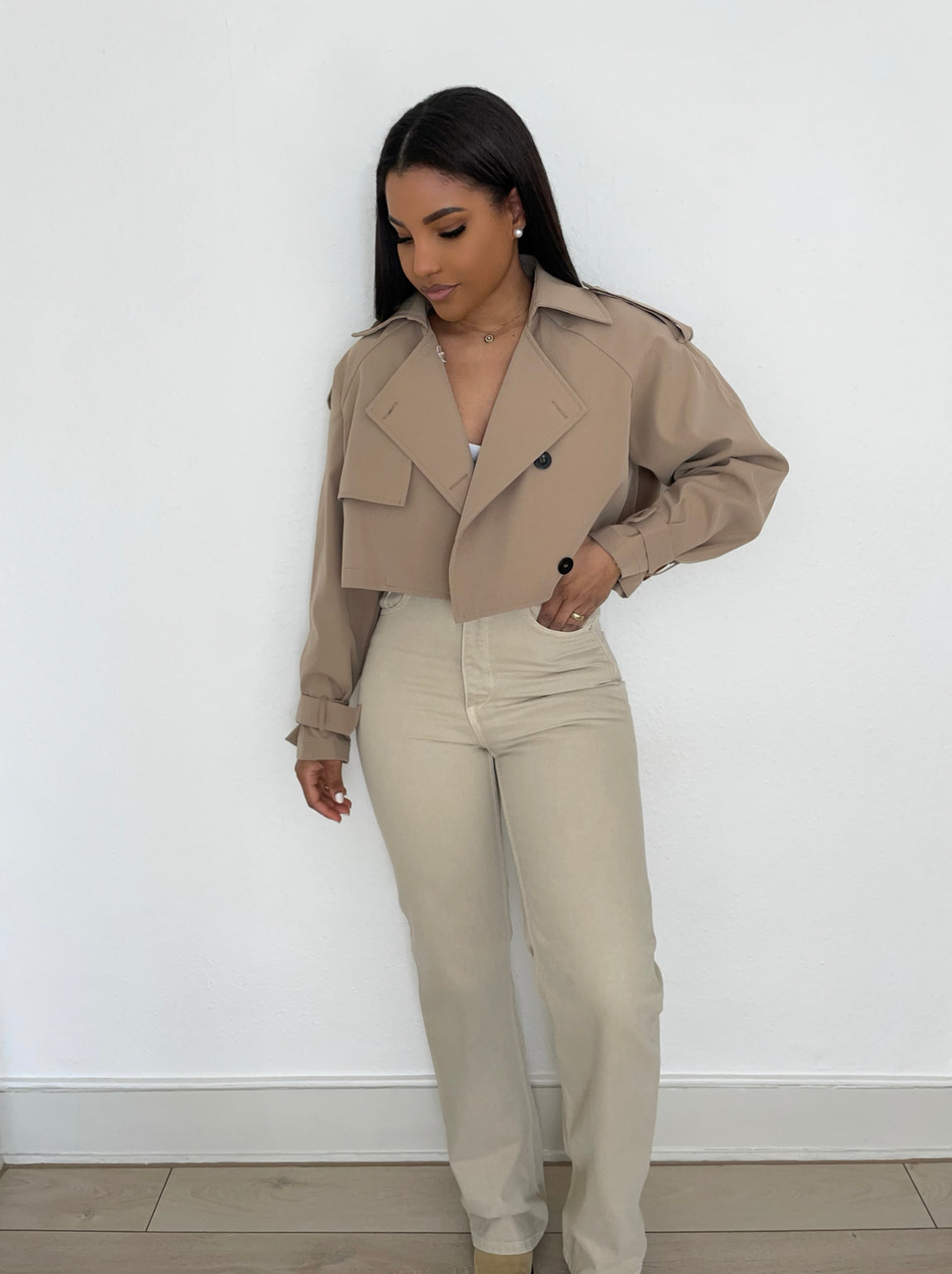 Crop Trench Oli Beige