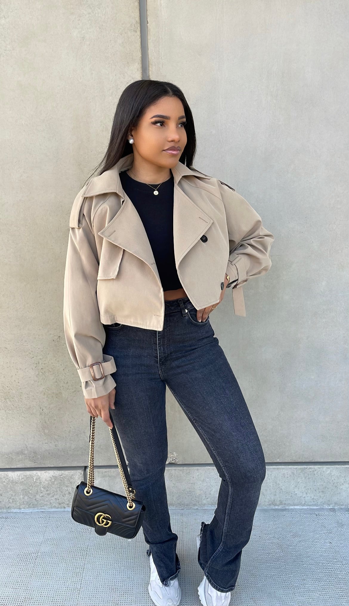 Crop Trench Oli Beige