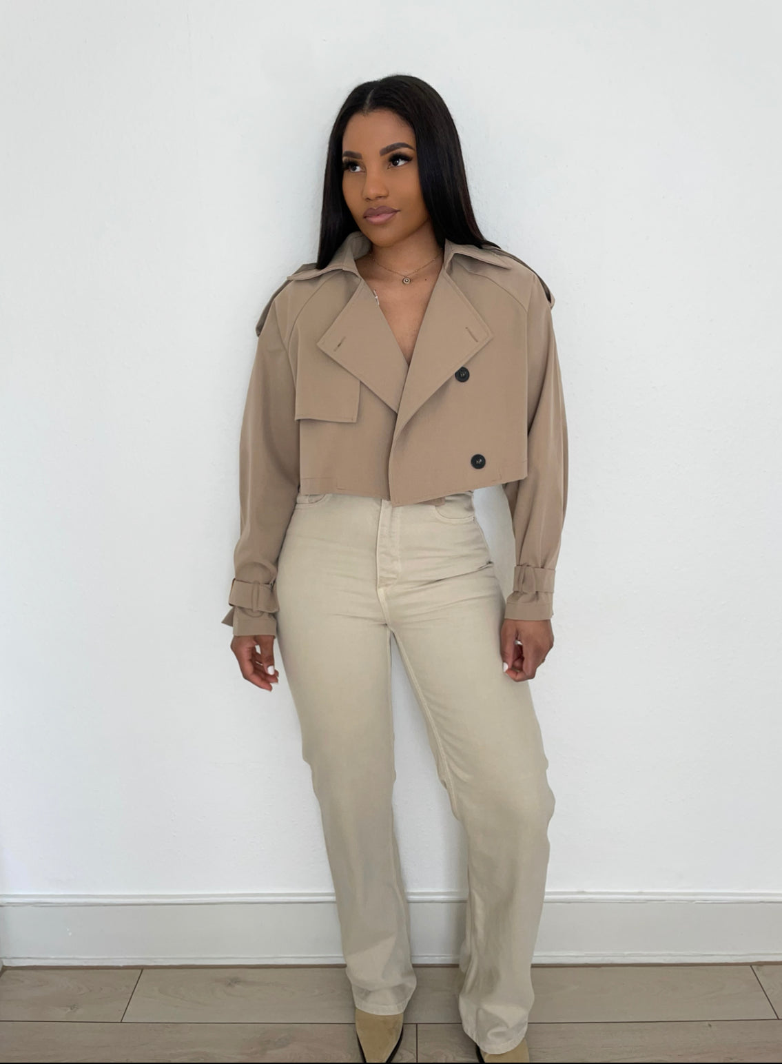 Crop Trench Oli Beige